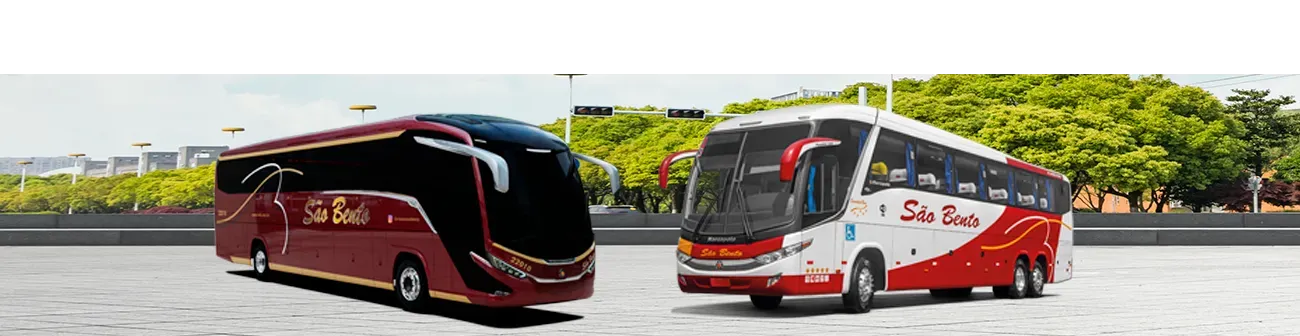 Dois ônibus da viação São Bento lado a lado