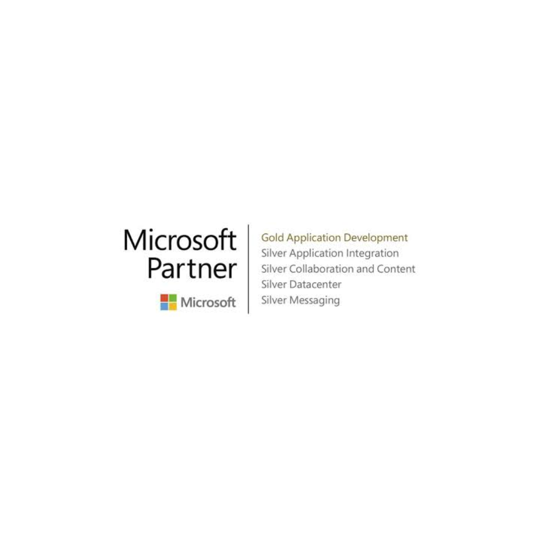 Microsoft Partner logo with text listing competencies