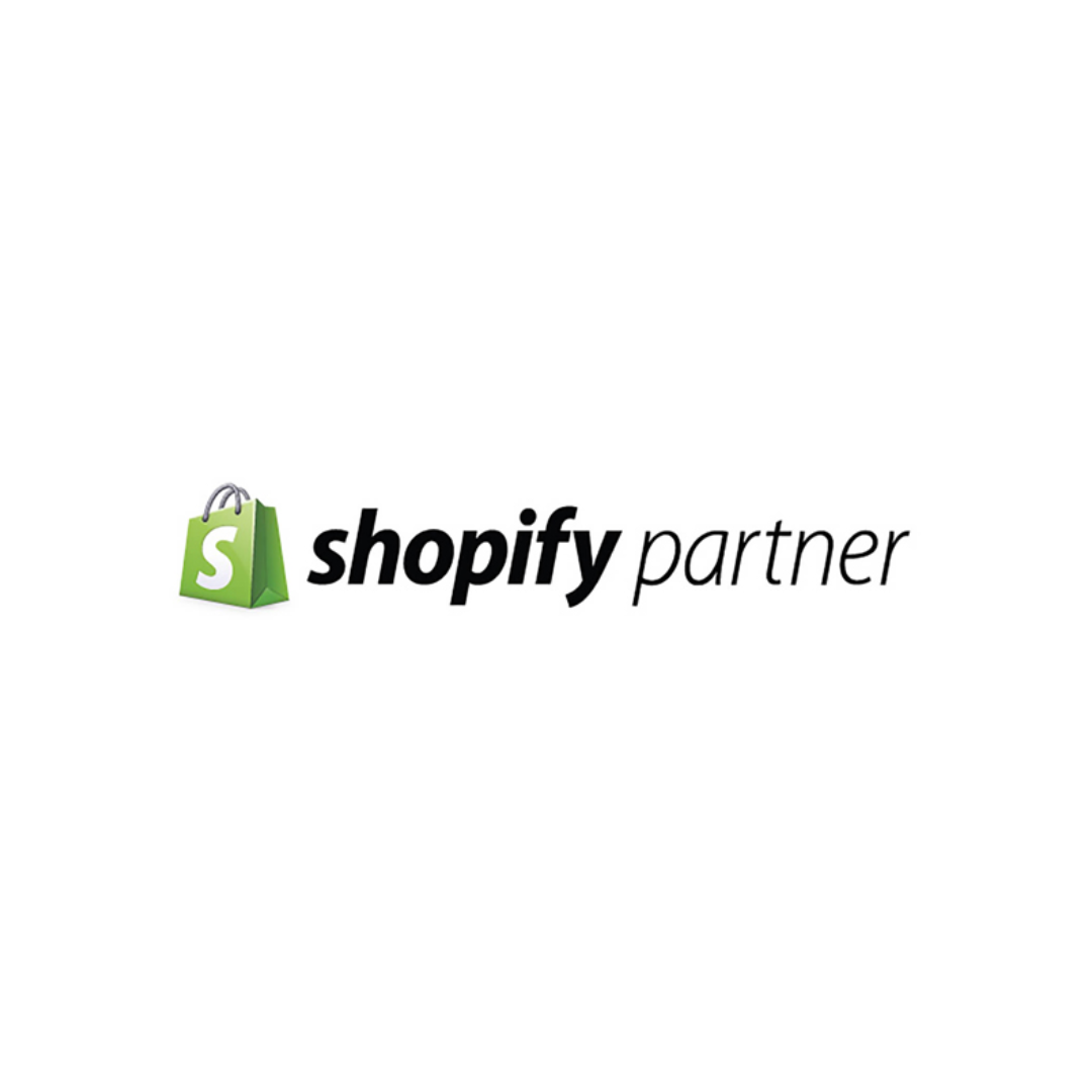 Shopify Partner logo: green shopping bag with the Shopify wordmark and