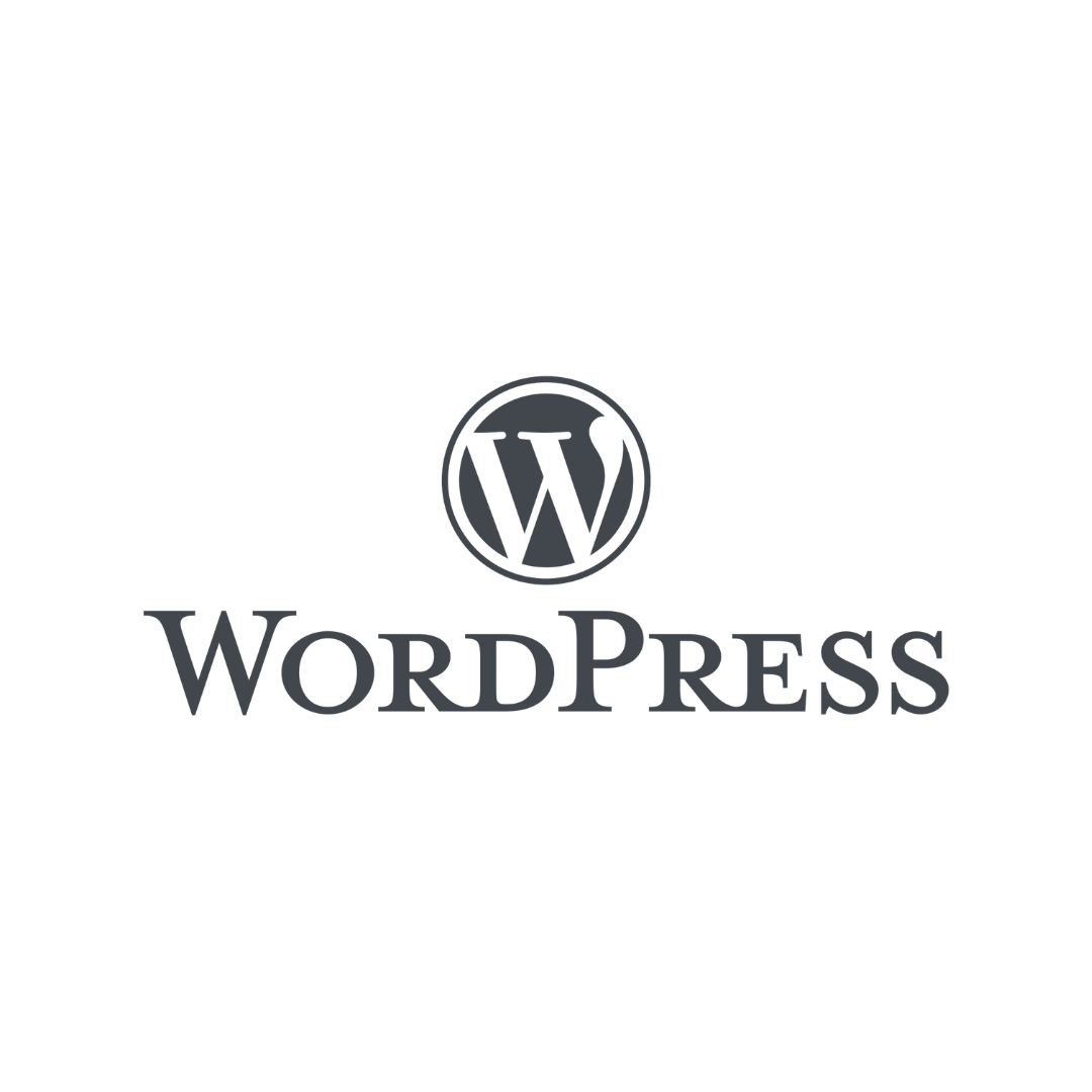 A black and white logo for wordpress on a white background.