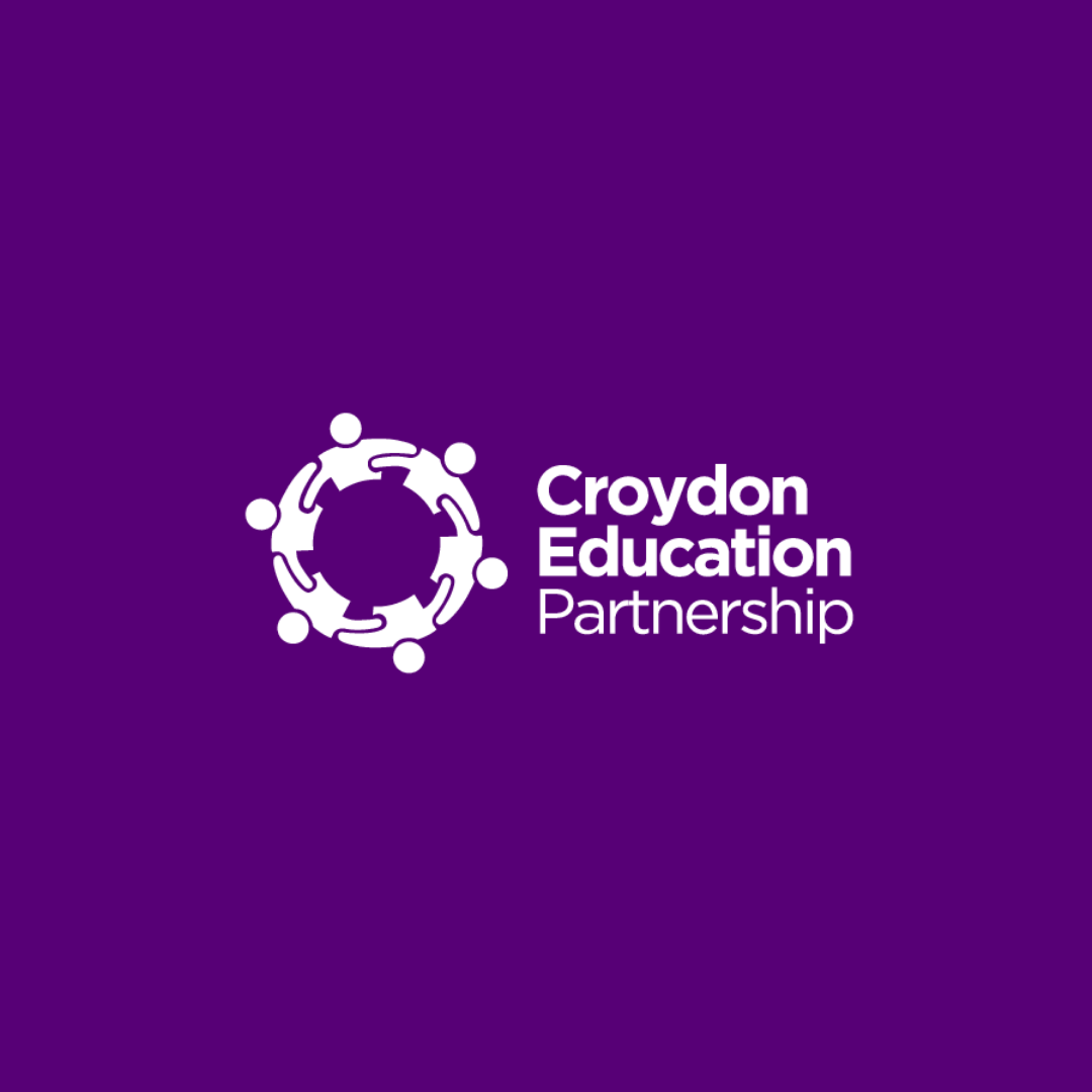 The croydon education partnership logo is on a purple background.