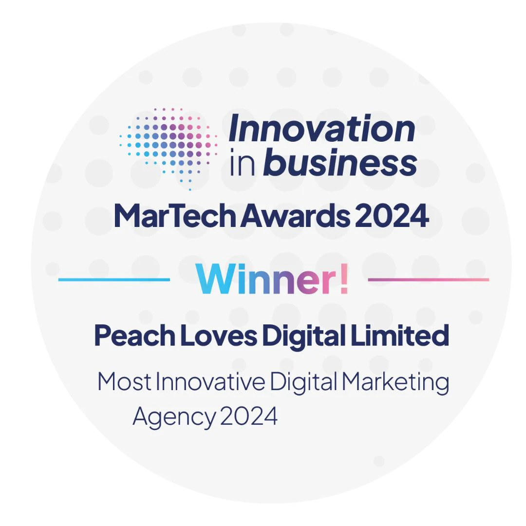 Innovation in business martech awards 2024 winner ! peach loves digital limited most innovative digital marketing agency 2024