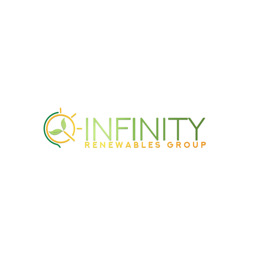 The logo for infinity renewables group is a green and yellow logo on a white background.