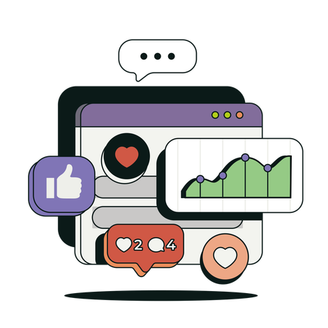 A hand is holding a cell phone with icons coming out of it.