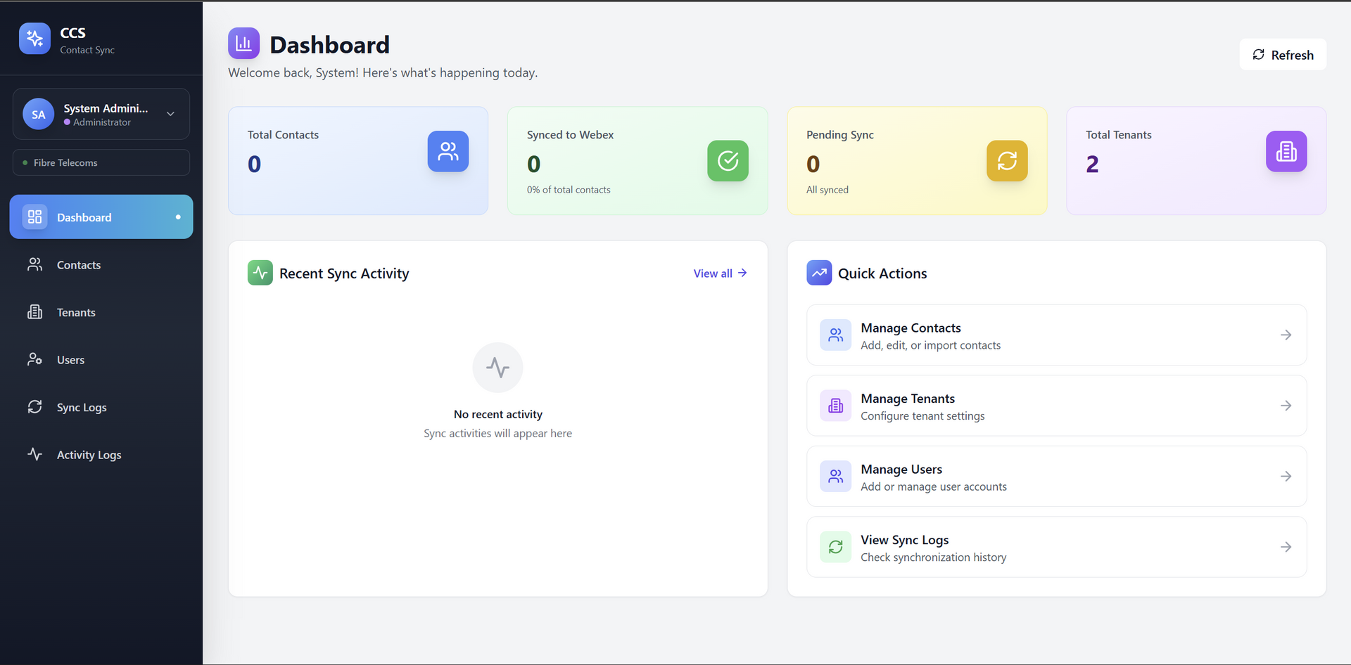 Dashboard interface with user panel, charts, and activity feed.