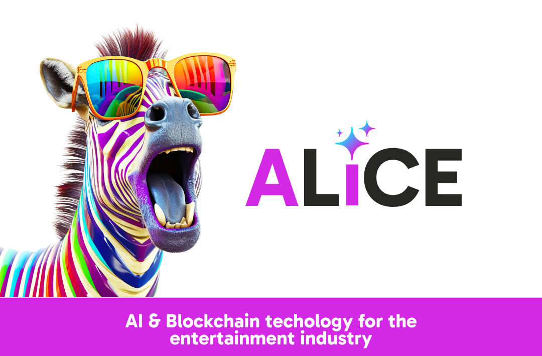A colorful zebra wearing sunglasses with the word alice on the bottom.