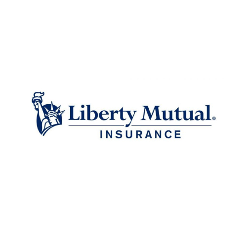 Liberty Mutual Insurance logo: Lady Liberty icon, dark blue, with company name and 