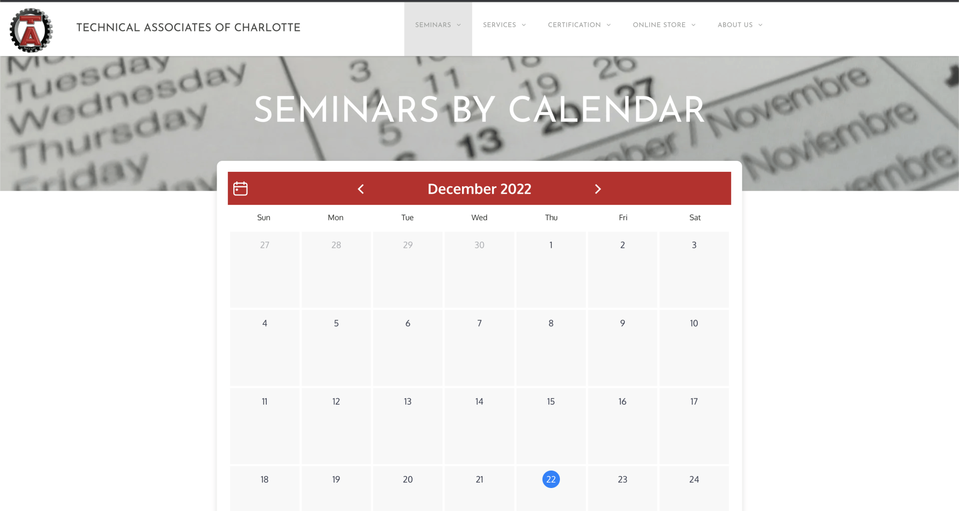 Seminars By Calendar