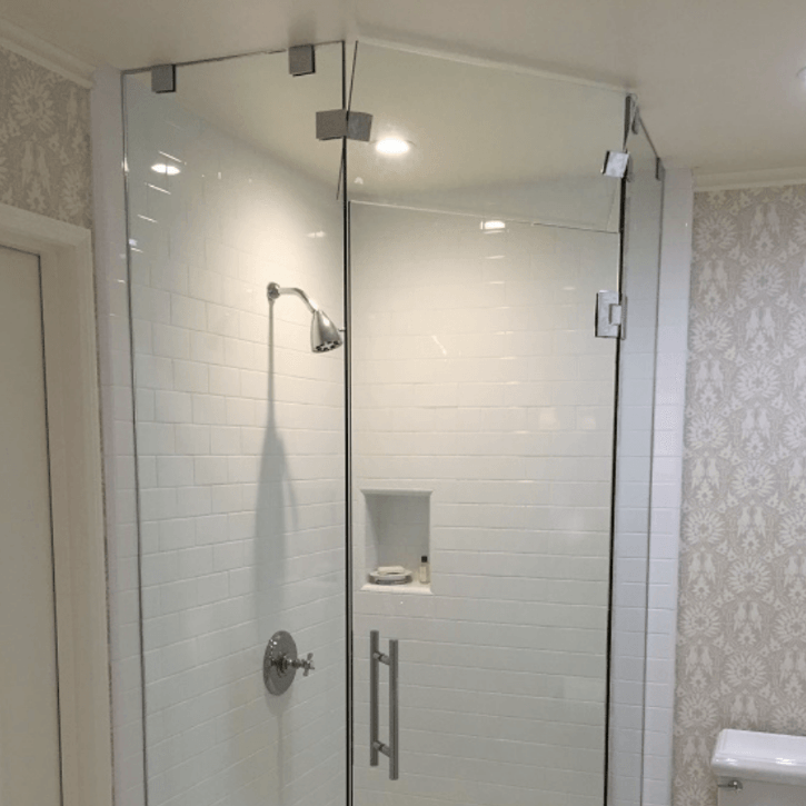 moving glass transom shower door design