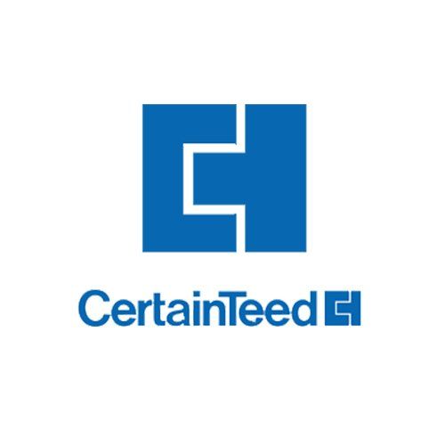 Blue CertainTeed logo: a blue square with a cutout creating a