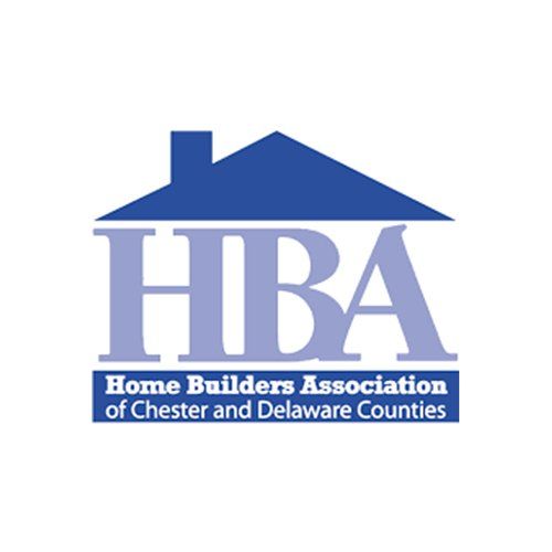 Blue and gray logo for Home Builders Association of Chester and Delaware Counties.