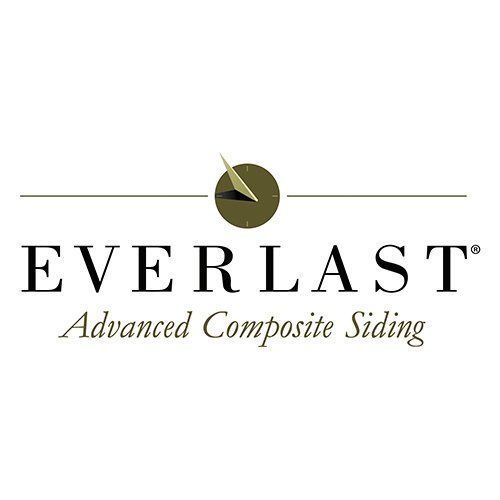 Everlast siding logo with a clock icon, text