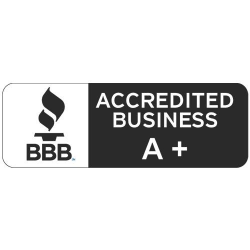 BBB Accredited Business logo, black and white. Torch and
