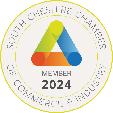 A logo for the south cheshire chamber of commerce and industry