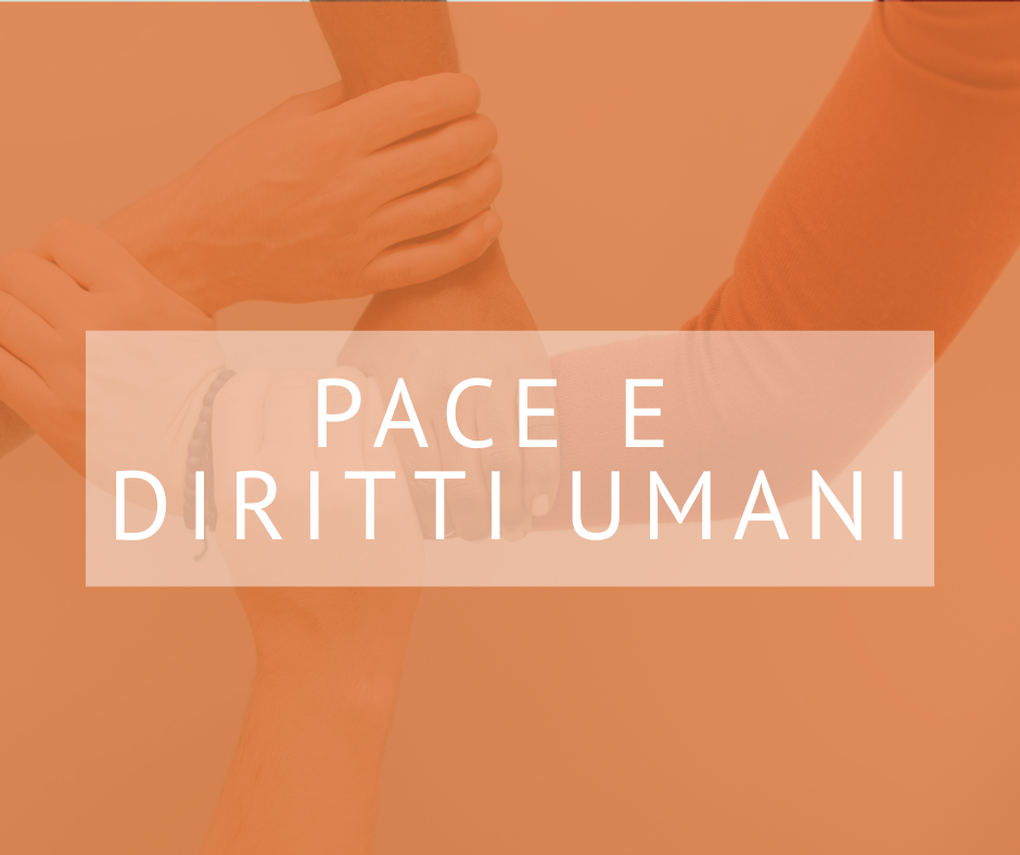 Un cartello che dice pace e diritti umani