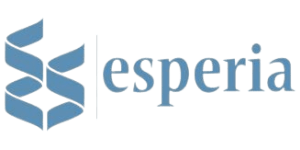 Un logo blu e bianco per un'azienda chiamata espera