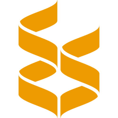 Un logo giallo e bianco su uno sfondo bianco