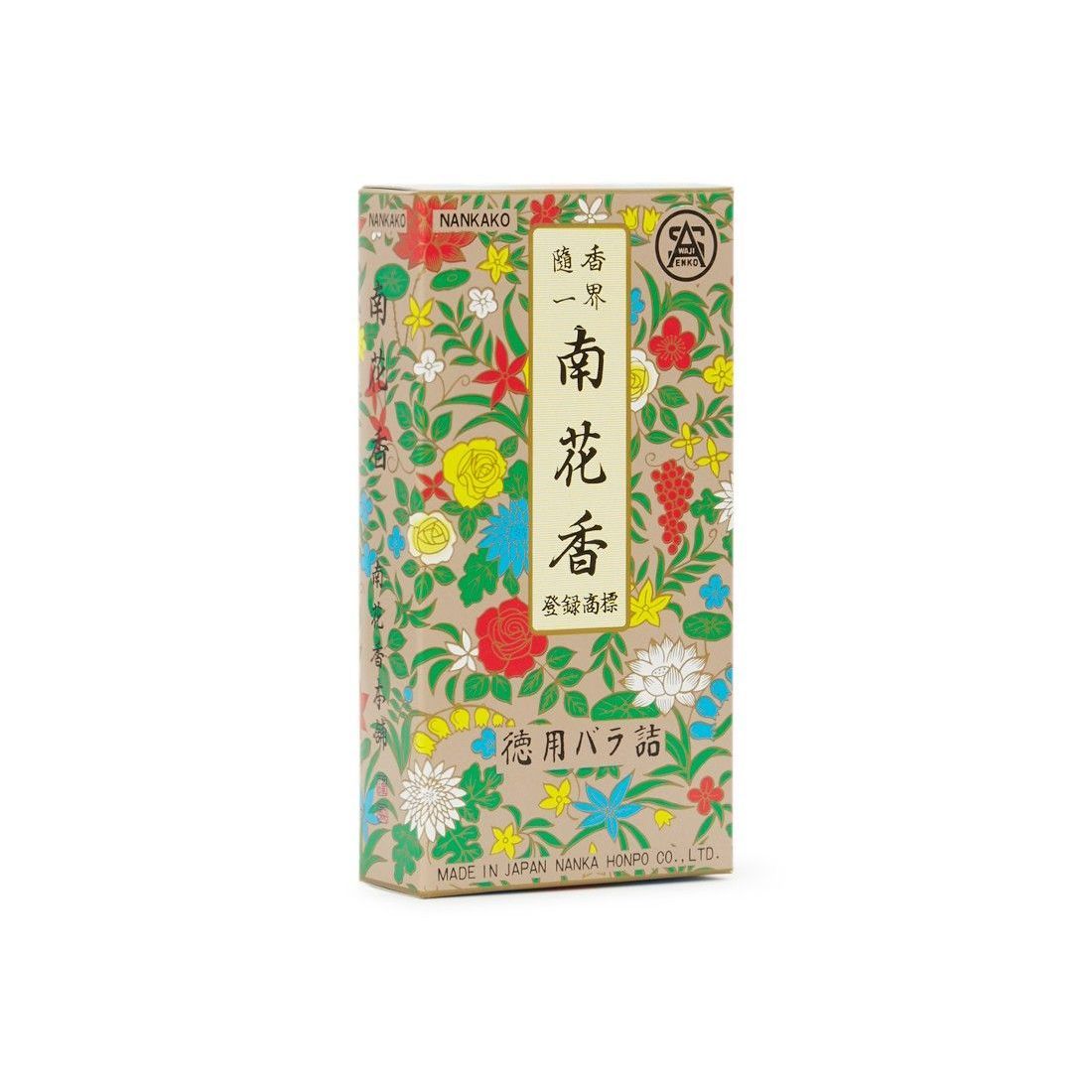 Una scatola di incenso cinese con dei fiori sopra.