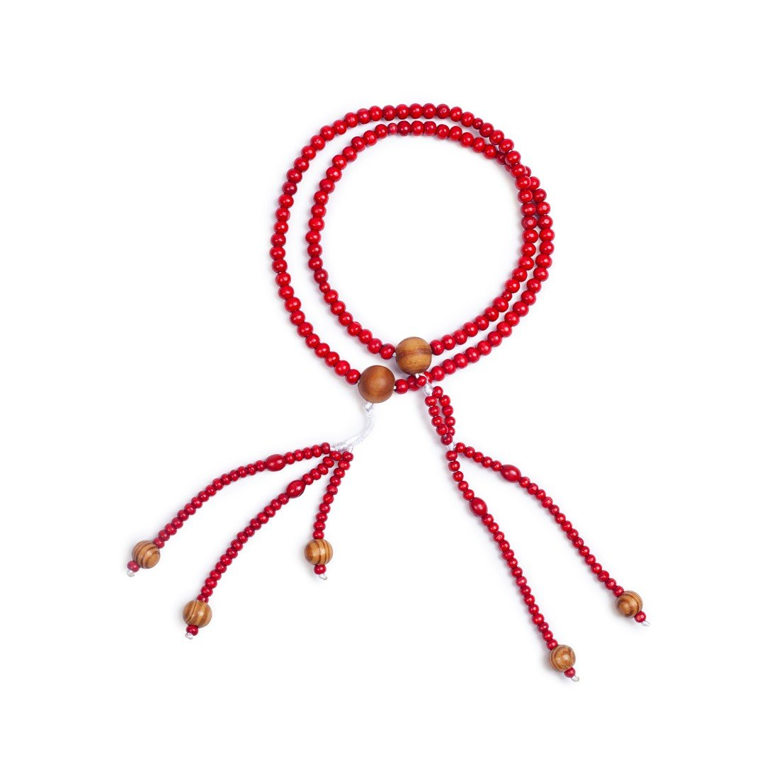 Un juzu fatta di perline rosse e perline di legno