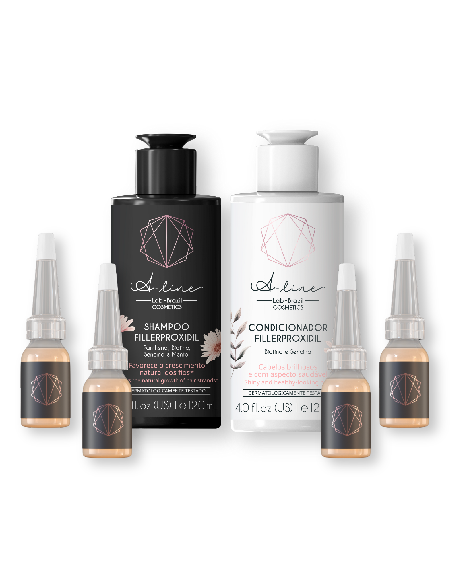 Una botella de champú y una botella de acondicionador están una al lado de la otra en una mesa.