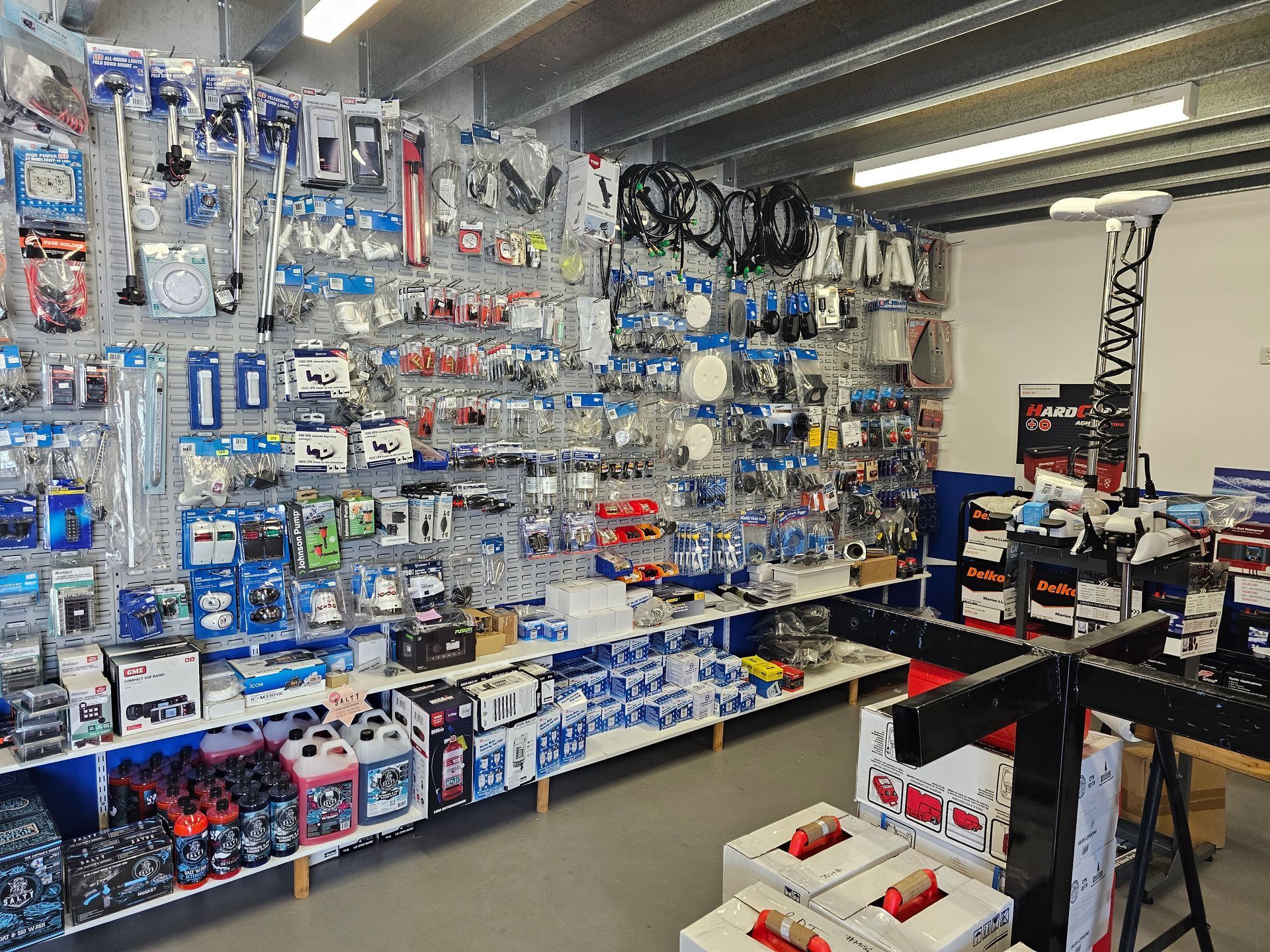 Store Interior with Shelves and Wall Displays of Automotive Parts — HiTune Marine In Bentley Park, QLD