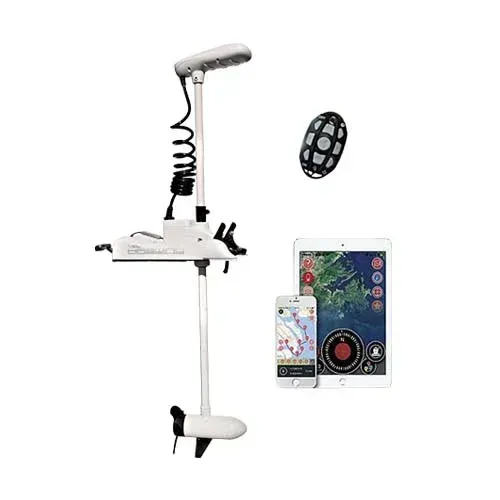 White Trolling Motor with Remote, Tablet, and Phone, for Boat Navigation — HiTune Marine In Port Douglas, QLD 