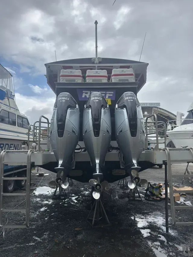 A Boat with Four Outboard Motors, Viewed from The Stern — HiTune Marine In Bentley Park, QLD 