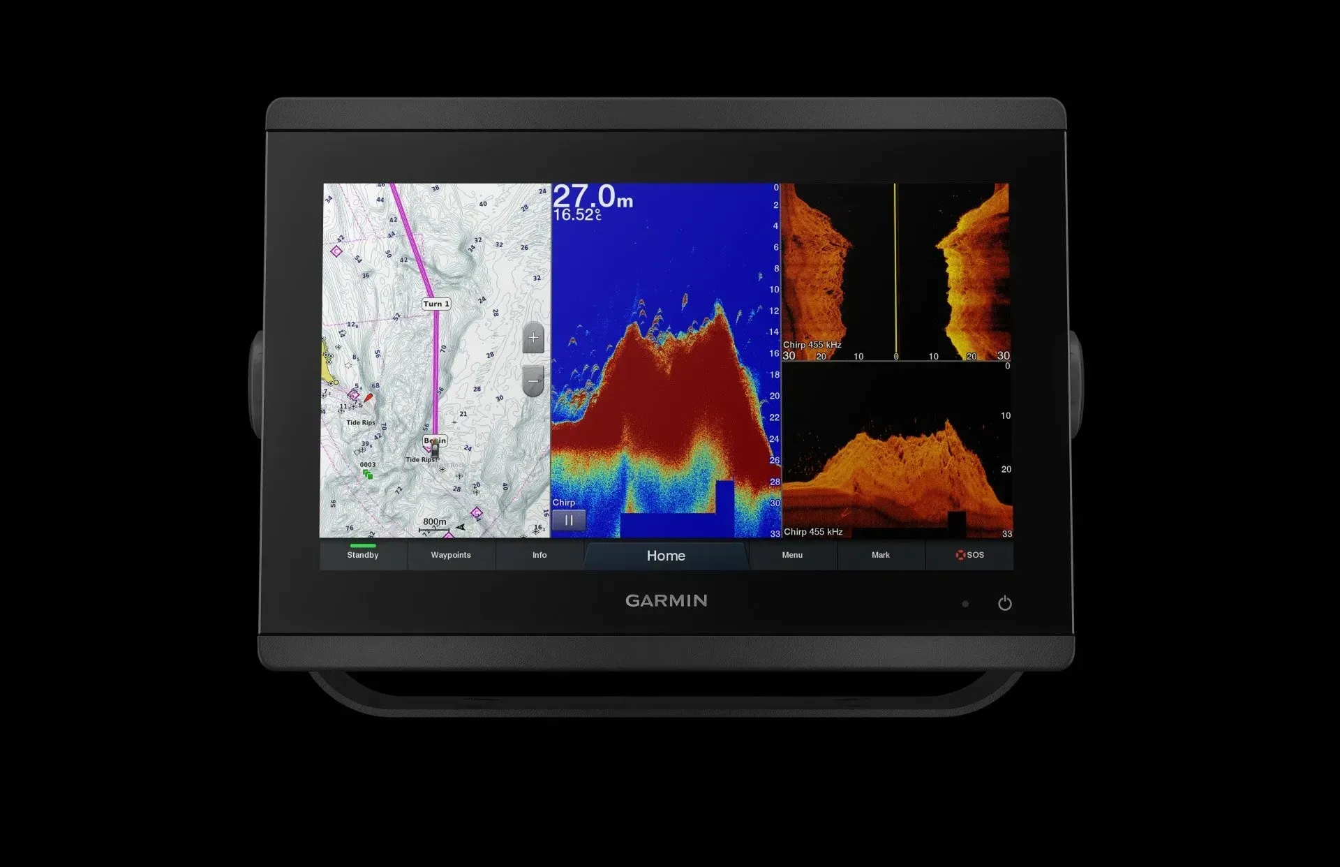 Marine Display Showing Navigation Chart, Sonar, and Side-Scan Imaging — HiTune Marine In Bentley Park, QLD 
