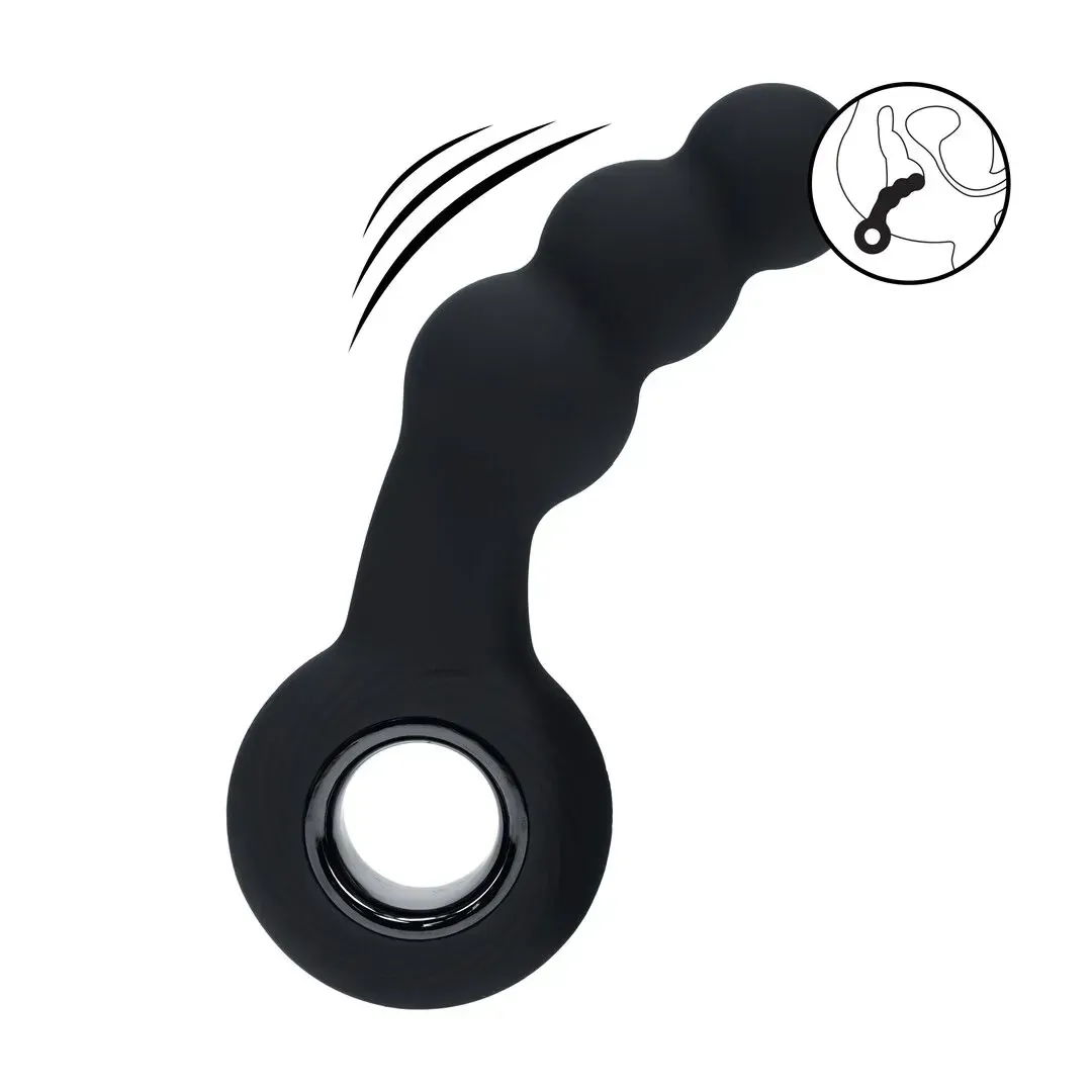 Vibrating Beaded Silicone Massager – מעסה אנאלי רוטט עם מבנה חרוזים
