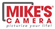 Mike's Camera logo with red text on white: 