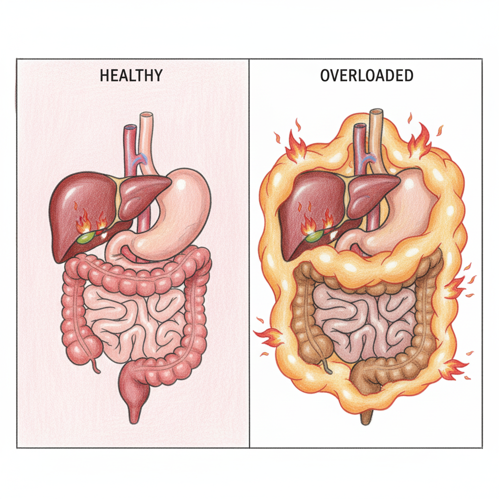 【CNFCD健康計畫 Day 4】 脂肪不再是「肉」：揭開「脂毒性」與慢性炎症的真面目-您是否經常感到莫名的疲憊、痠痛或不適？當身體的脂肪細胞數量或體積過度膨脹時，它們會從單純的能量倉庫變成代謝失衡的工廠。這就是我們今天要深入探討的脂肪細胞功能障礙。