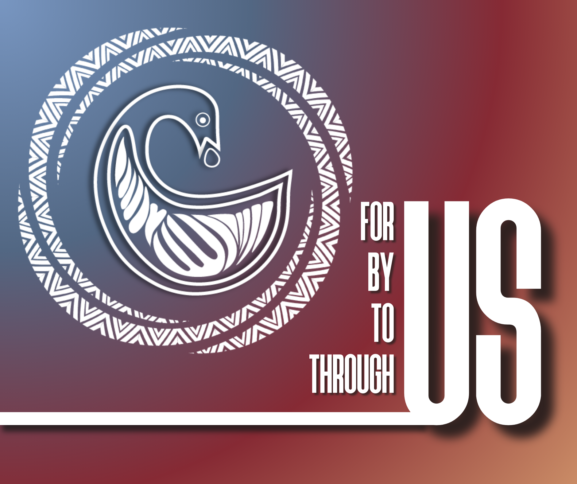 Graphic of Project Sankofa logo with the words: For Us, By Us, To Us, and Through Us