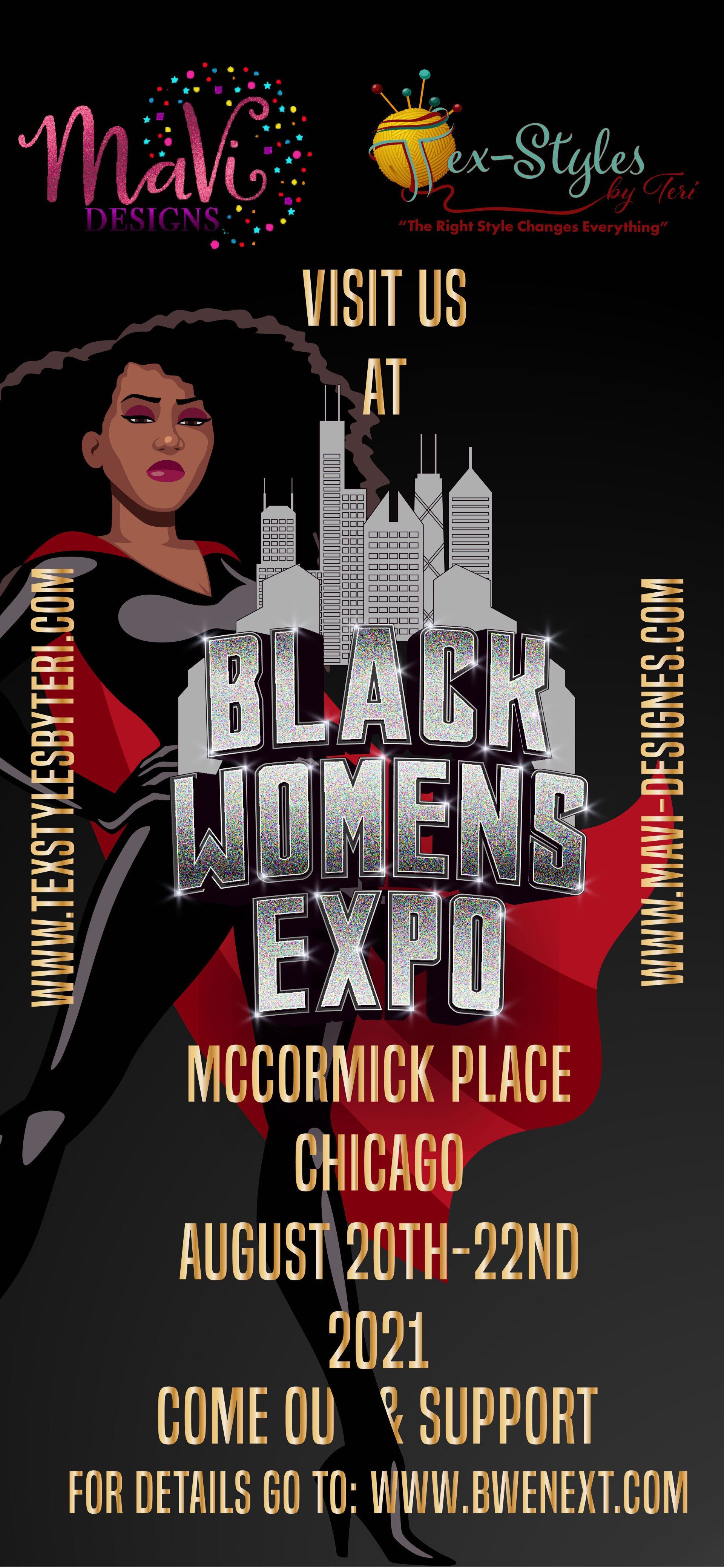 A poster for a black women 's expo in chicago.