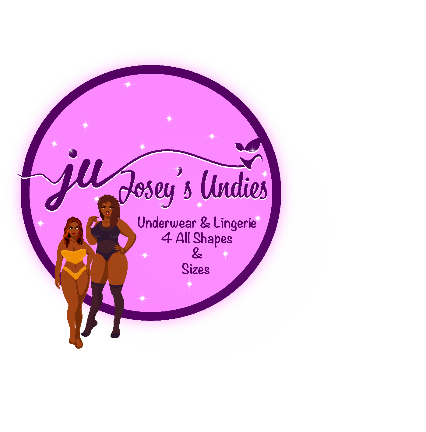 A logo for jill josey 's underwear and lingerie of all shapes and sizes.