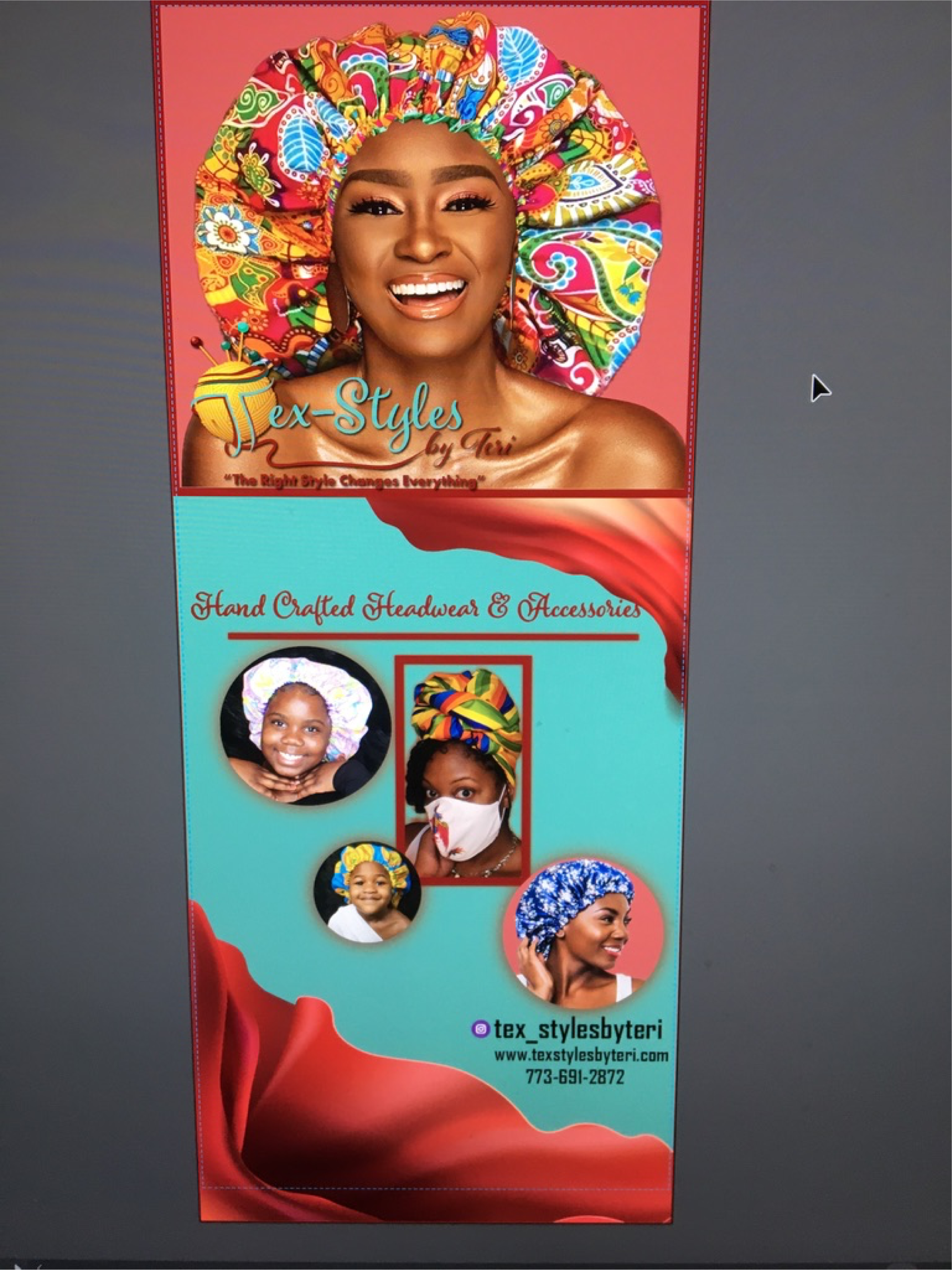 A picture of a woman wearing a colorful hat