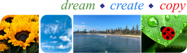 A collage of pictures with the words dream create copy