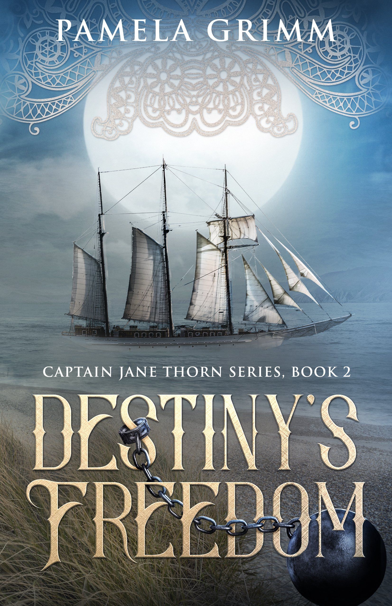 A book cover for destiny 's freedom a captain jane thorn series book by pamela grimm