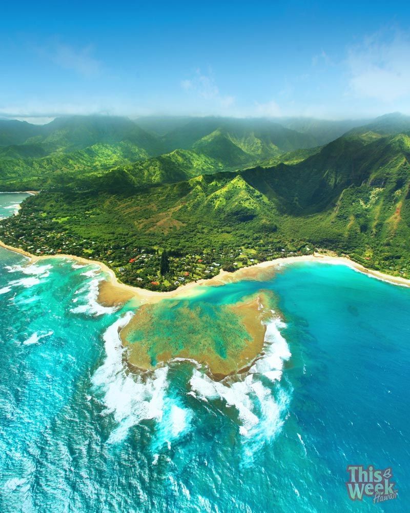 An aerial view of a small island in the middle of the ocean