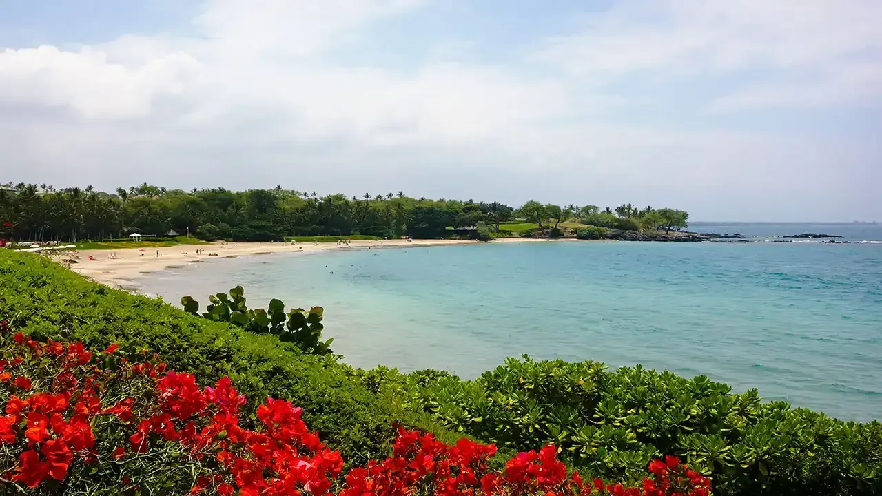 Hapuna Beach Park on the Kona coast of the Big Island of Hawaii.