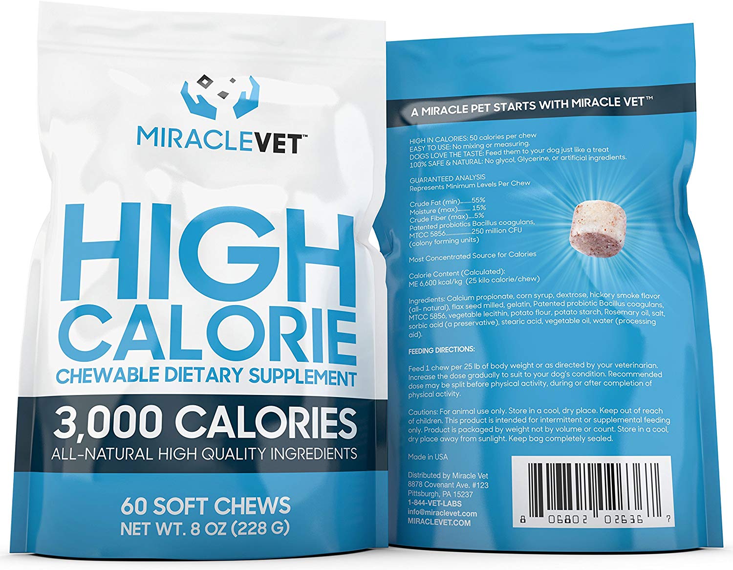 Miracle Vet High Calorie Dog Food For Weight Gain - 600 Calories Per Cup (Most In The World)