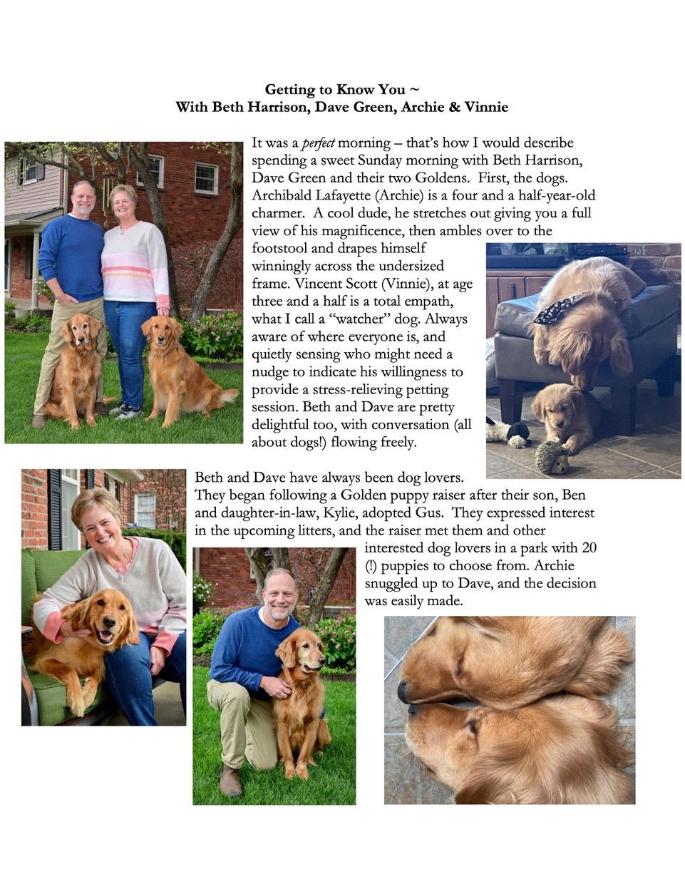 Article on Beth & Dave with Archie & Vinnie