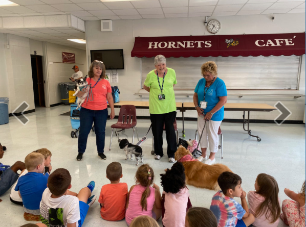 School library gathering with teams