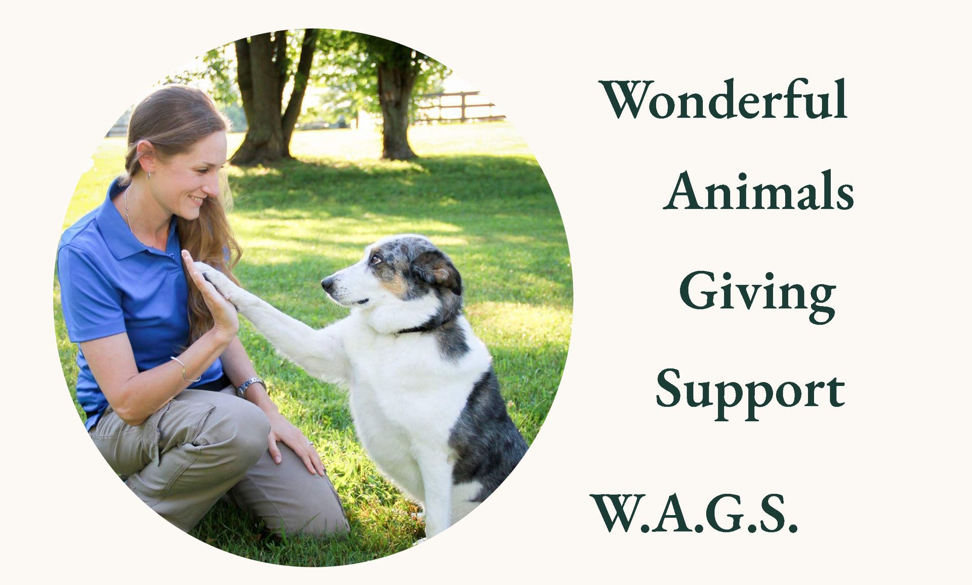 A dog and owner reciprocate respect and love with a high five.