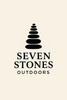 Logo for Seven Stones Outdoors: Black stones stacked in a tower shape above text on a cream background.