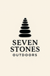 Logo for Seven Stones Outdoors: Black stones stacked in a tower shape above text on a cream background.