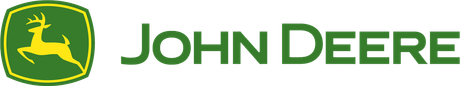 John Deere logo of a yellow jumping deer silhouette inside a green, rounded square, followed by the text JOHN DEERE.