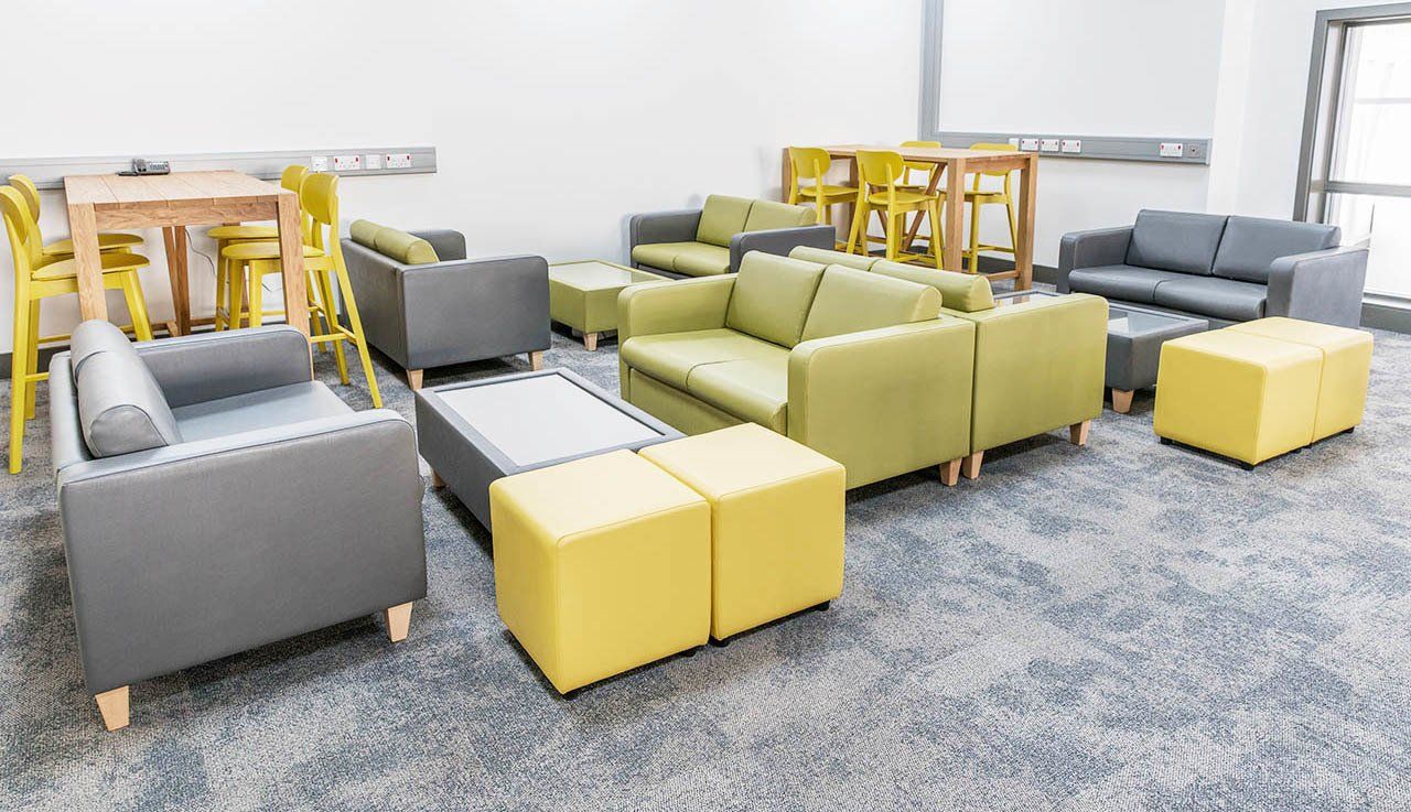 Contract sofas and pod stools for reception area