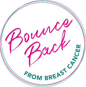 Bounce Back logo: pink text on a white circle, teal border, says 