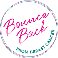 Bounce Back logo: pink text on a white circle, teal border, says