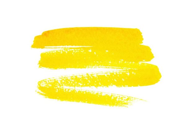 Pennellate di acquerello giallo su sfondo bianco.